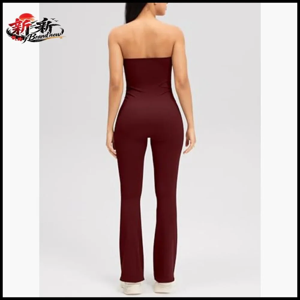 Tube Strapless Jumpsuit with Removable Bra, Nylon Spandex Jersey